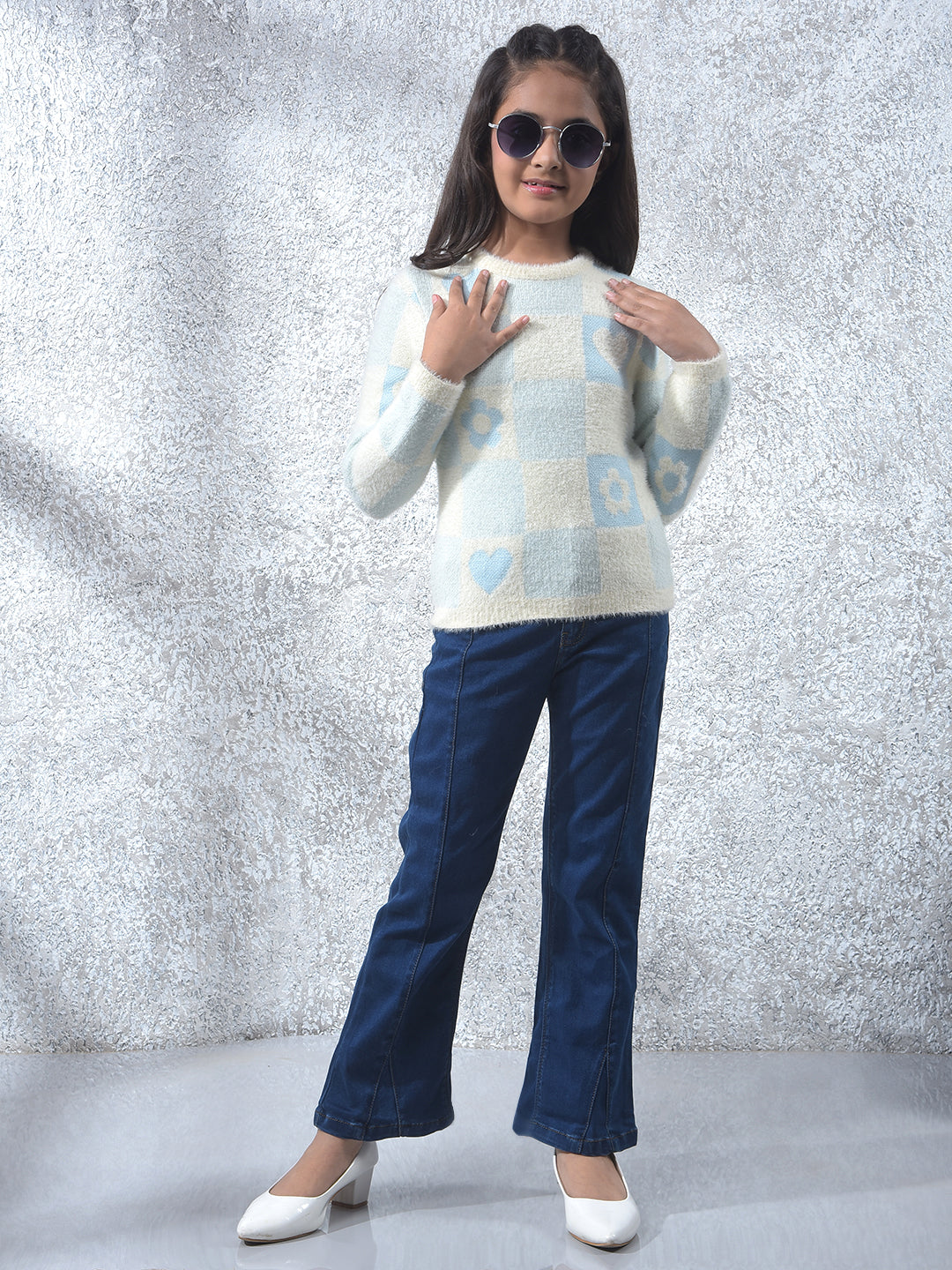 Navy Blue Bootcut High-Waist Jeans-Girls Jeans-Crimsoune Club