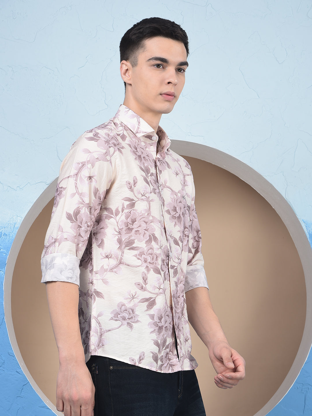 Purple Floral Print Shirt