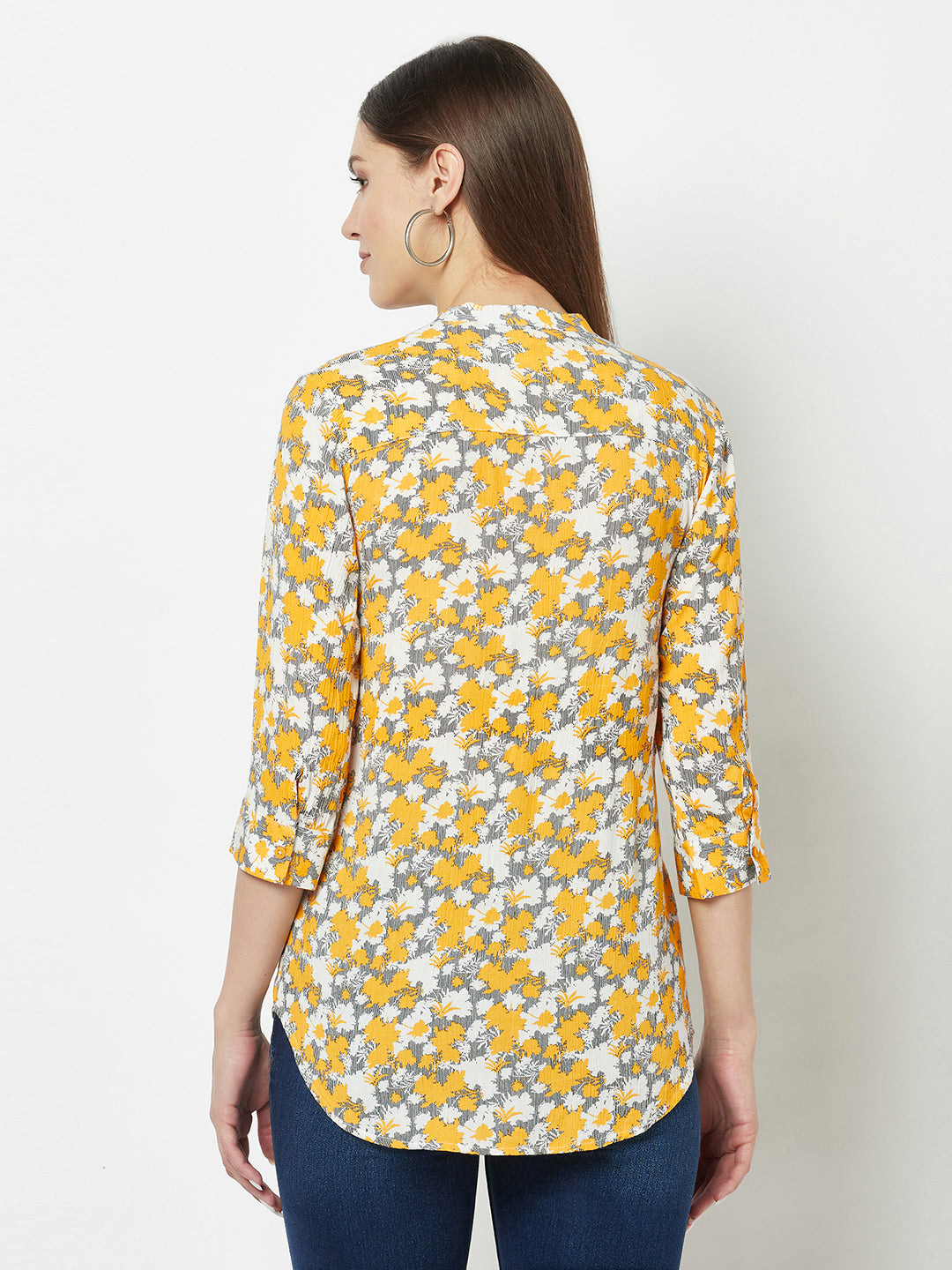  Yellow Abstract Print Top