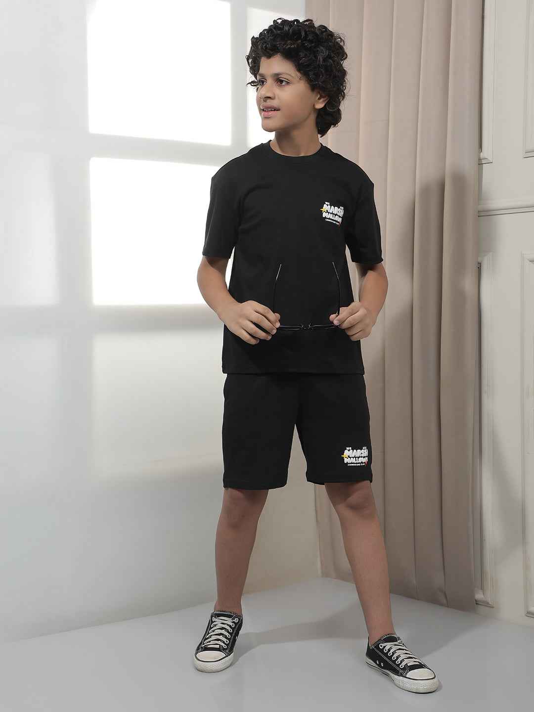 Black Graphic Print Shorts