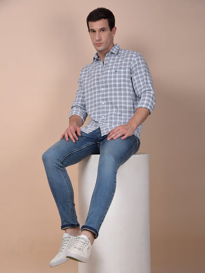 White Checked 100% Cotton Shirt
