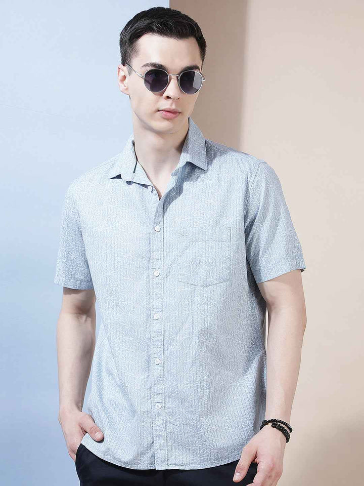 Blue Floral Print Shirt