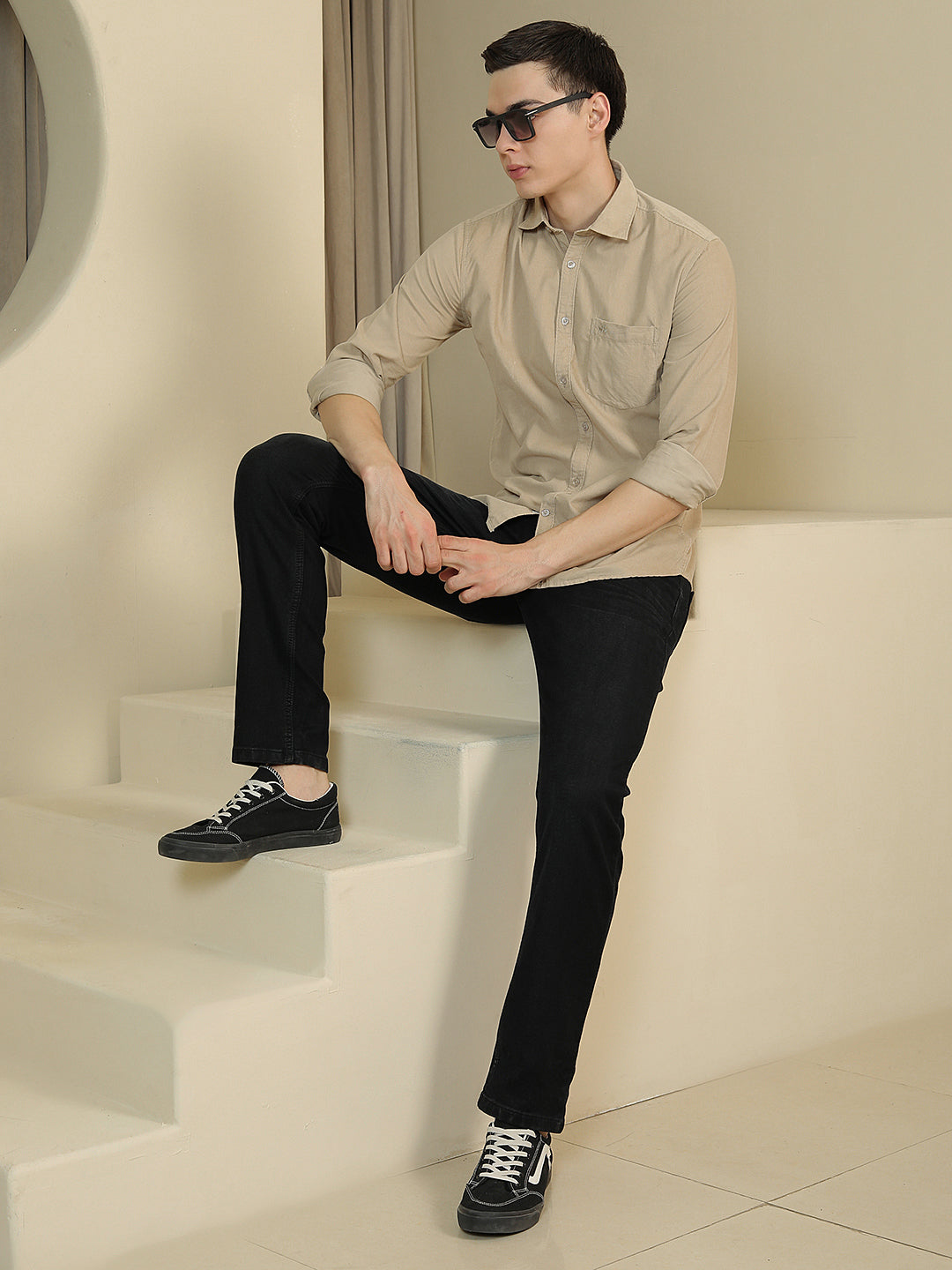 Chic Latte Beige Corduroy Shirt