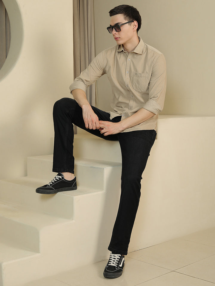 Chic Latte Beige Corduroy Shirt