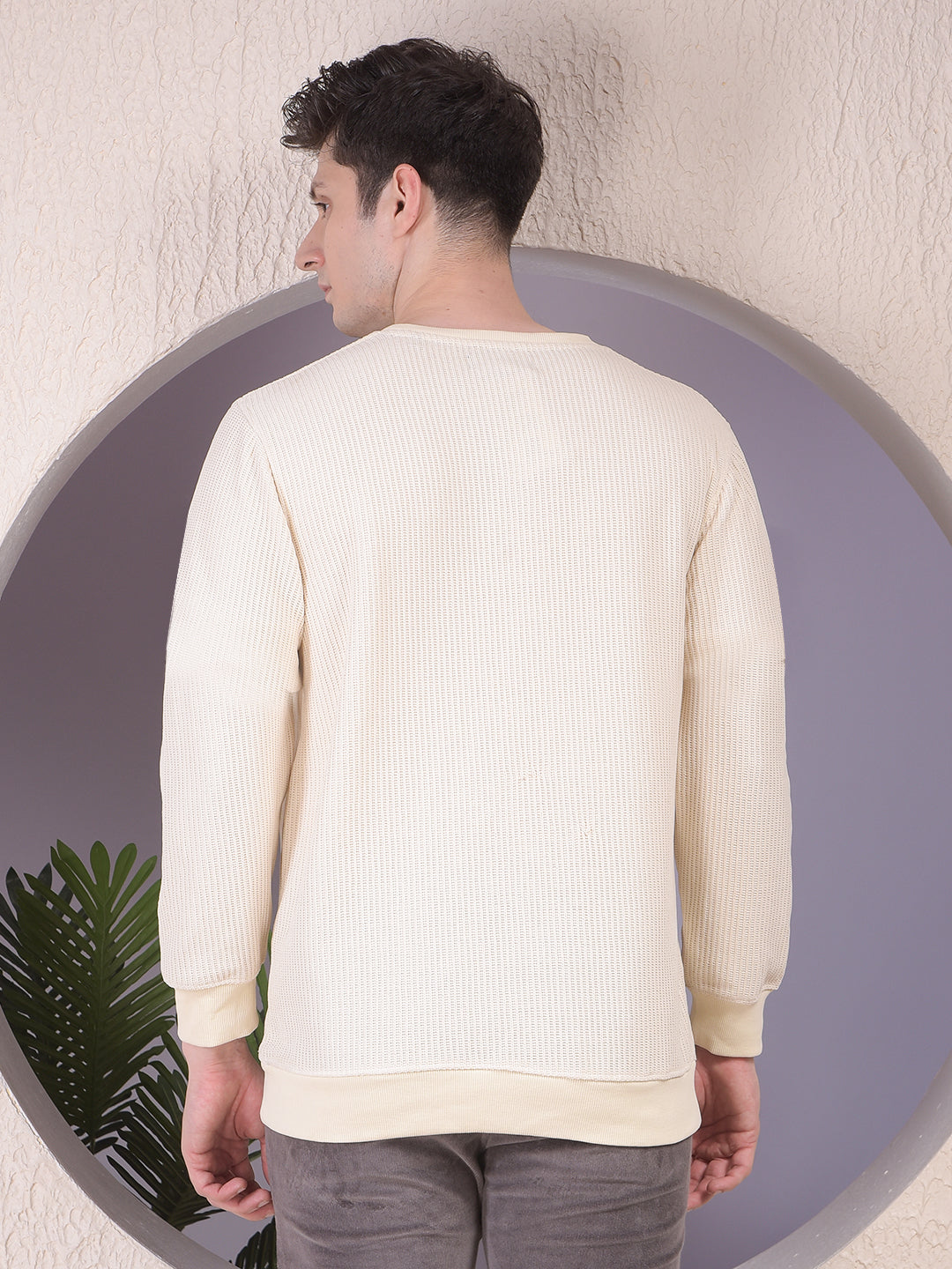 Beige Embroidered Sweatshirt
