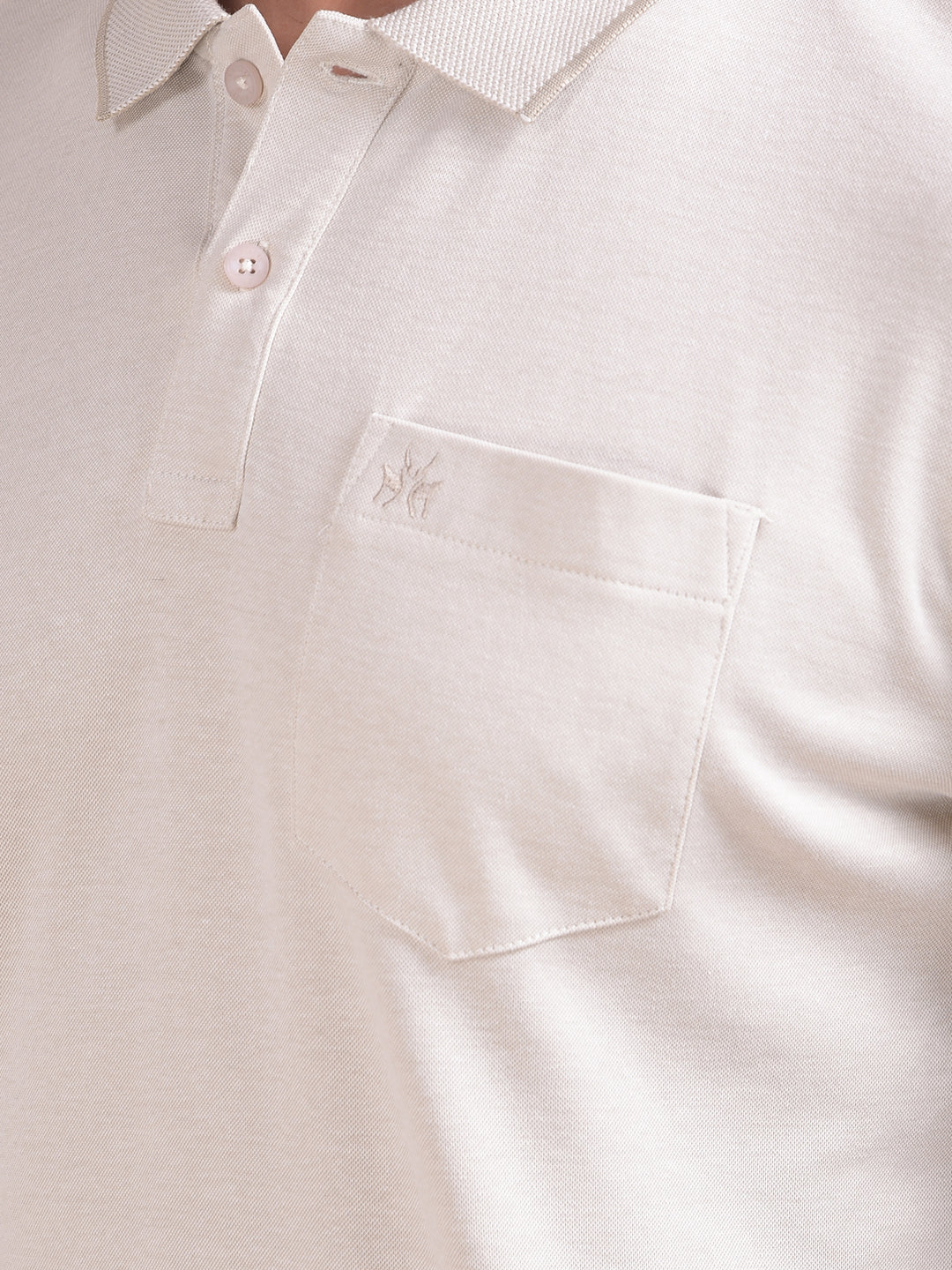 Beige Polo Neck T-Shirt