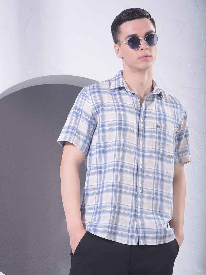 Blue Checked Linen Shirt