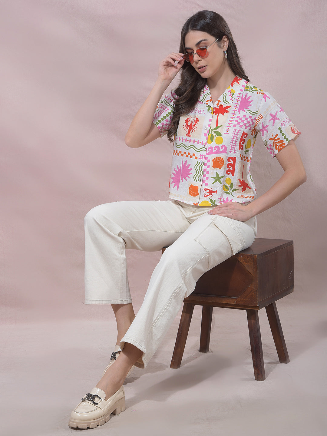 Multi-Color Printed Resort-Collar Shirt