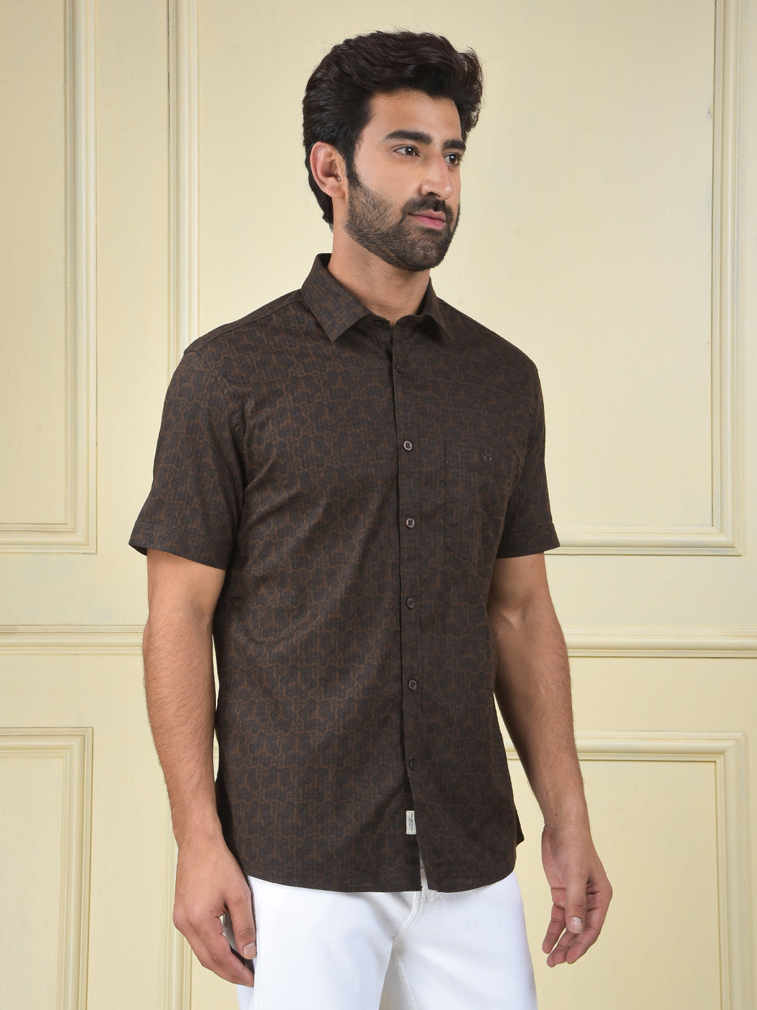 Fresh Aura Brown Printed Shirt