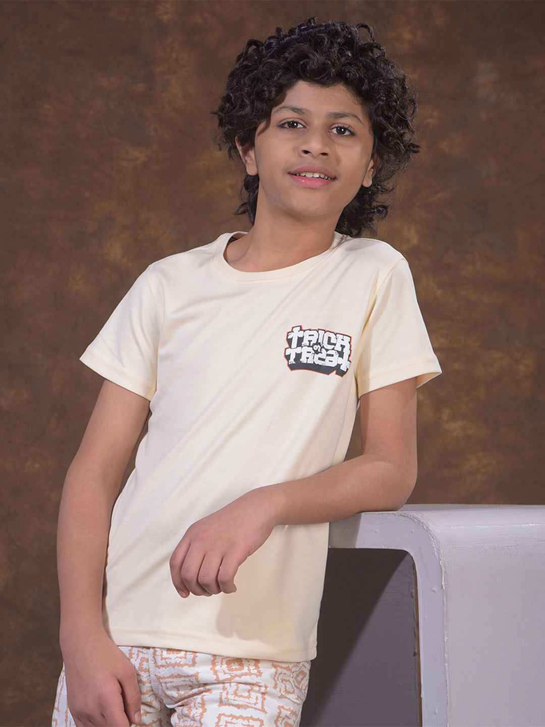 Cream Graphic Print T-Shirt