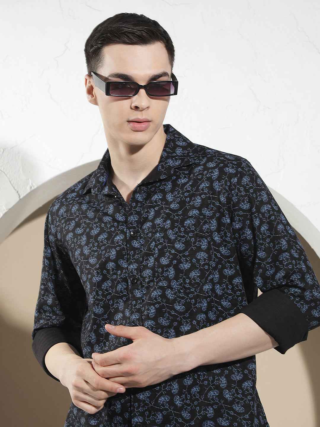 Blue Floral Print Shirt
