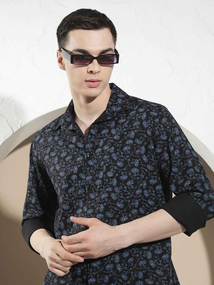 Blue Floral Print Shirt