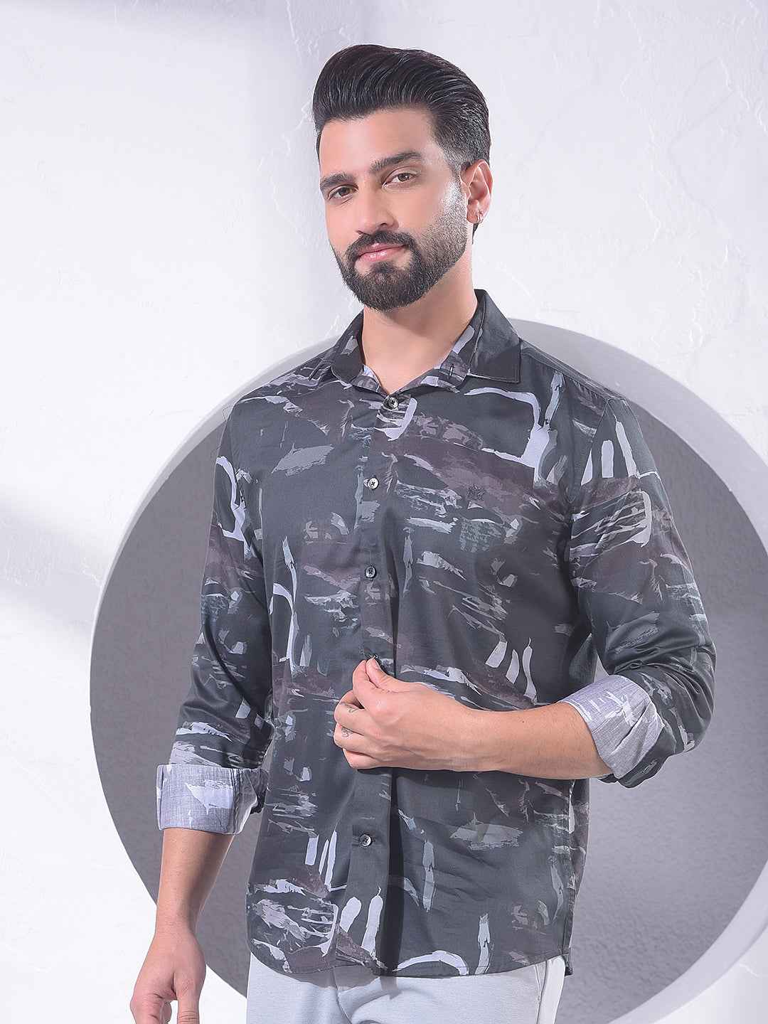 Grey Textured Surface Shirt