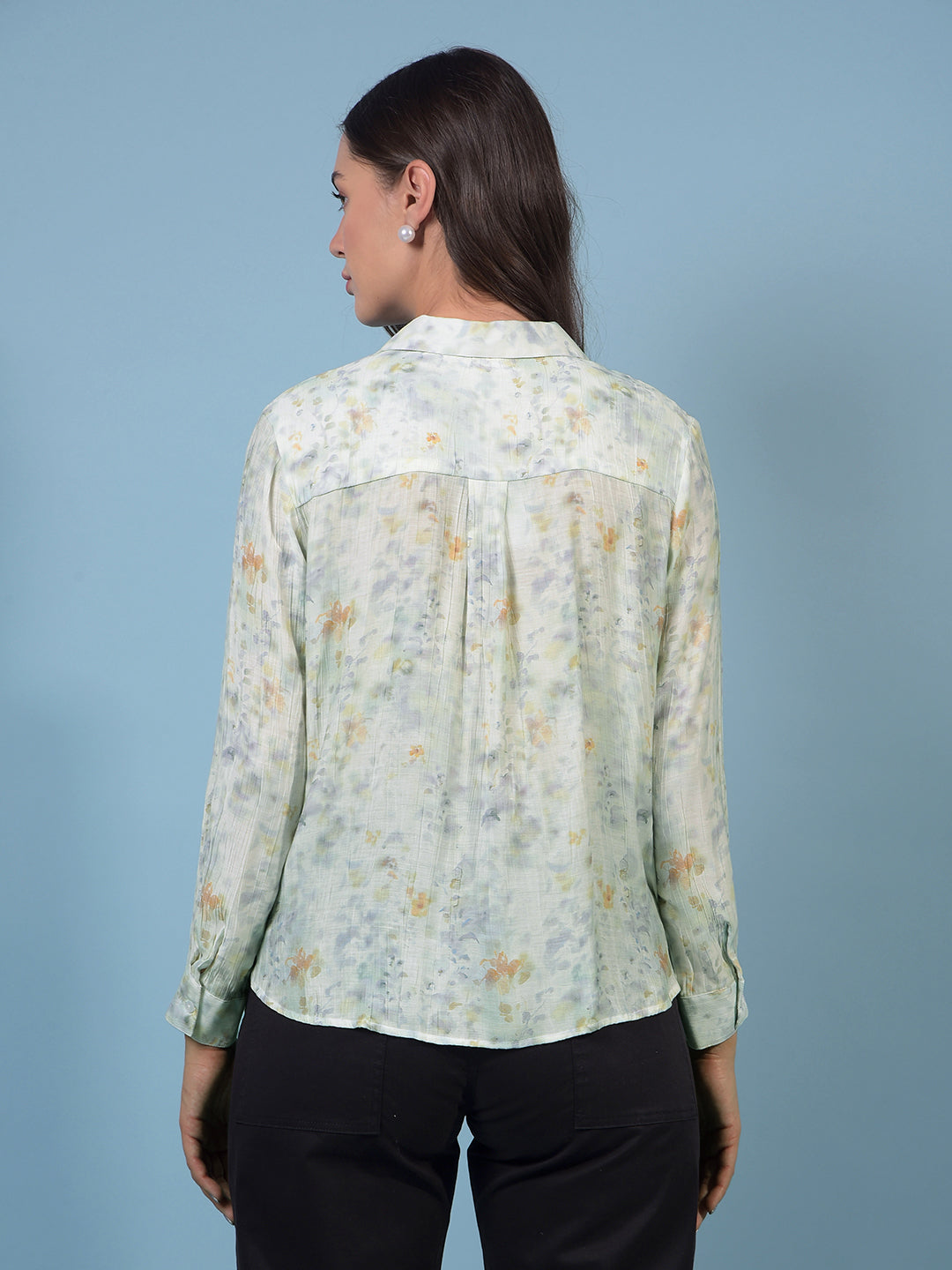 Purple Floral Print Shirt-Women Shirts-Crimsoune Club