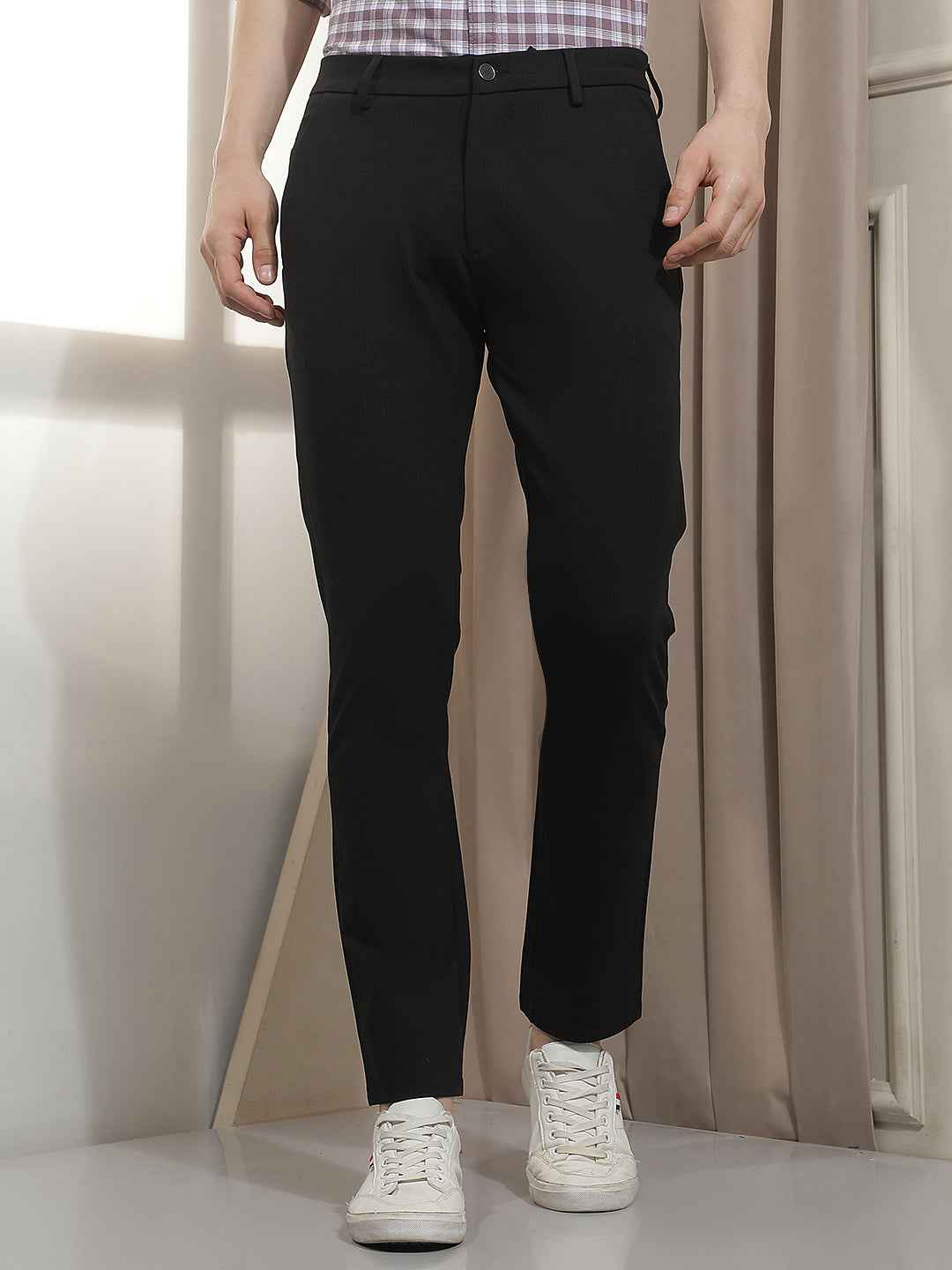 Polished Black Knit Trousers