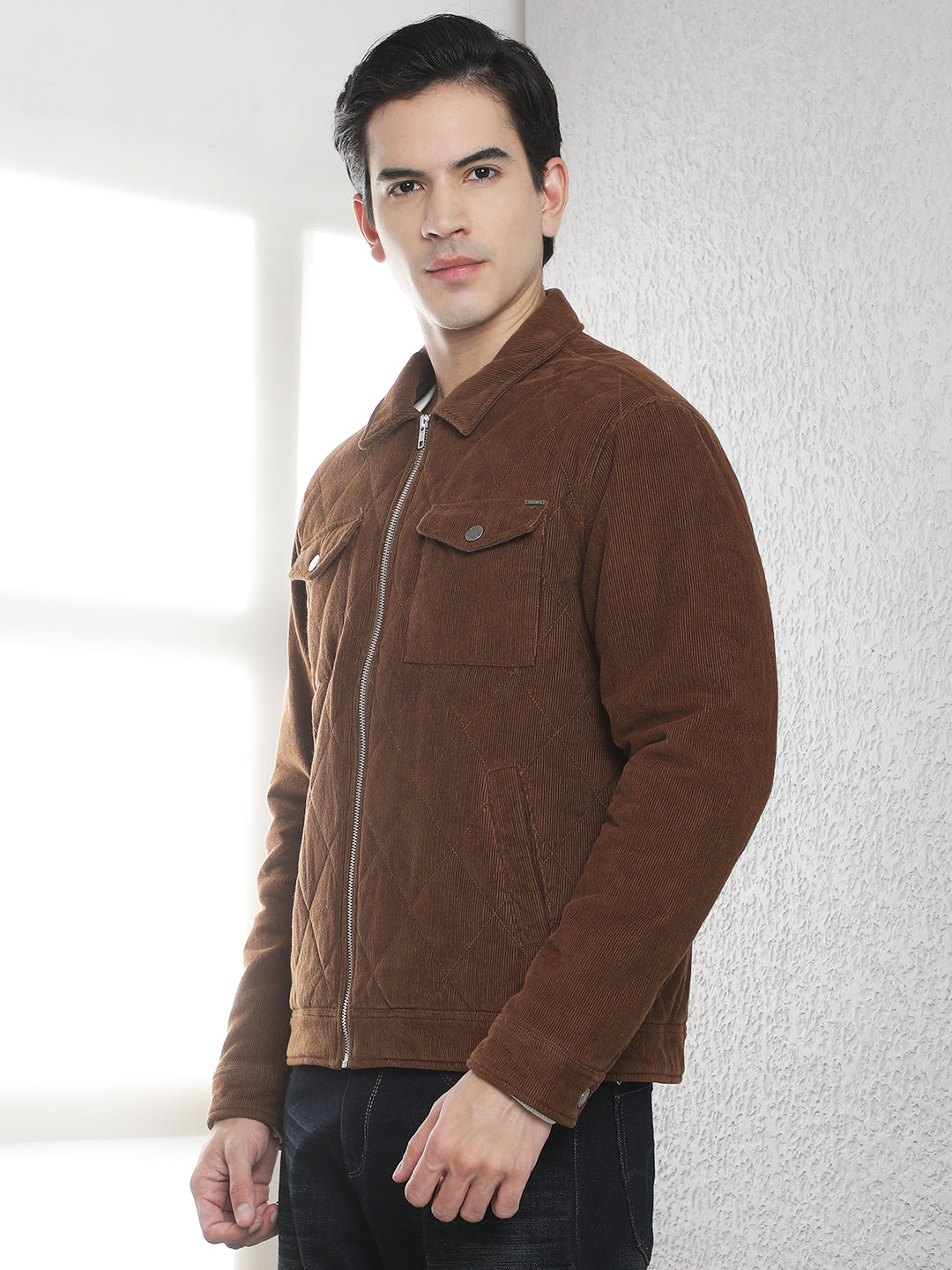 Brown Cotton Corduroy Shacket