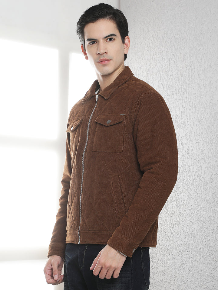 Brown Cotton Corduroy Shacket