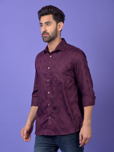 Wine Printed 100% Cotton Shirt