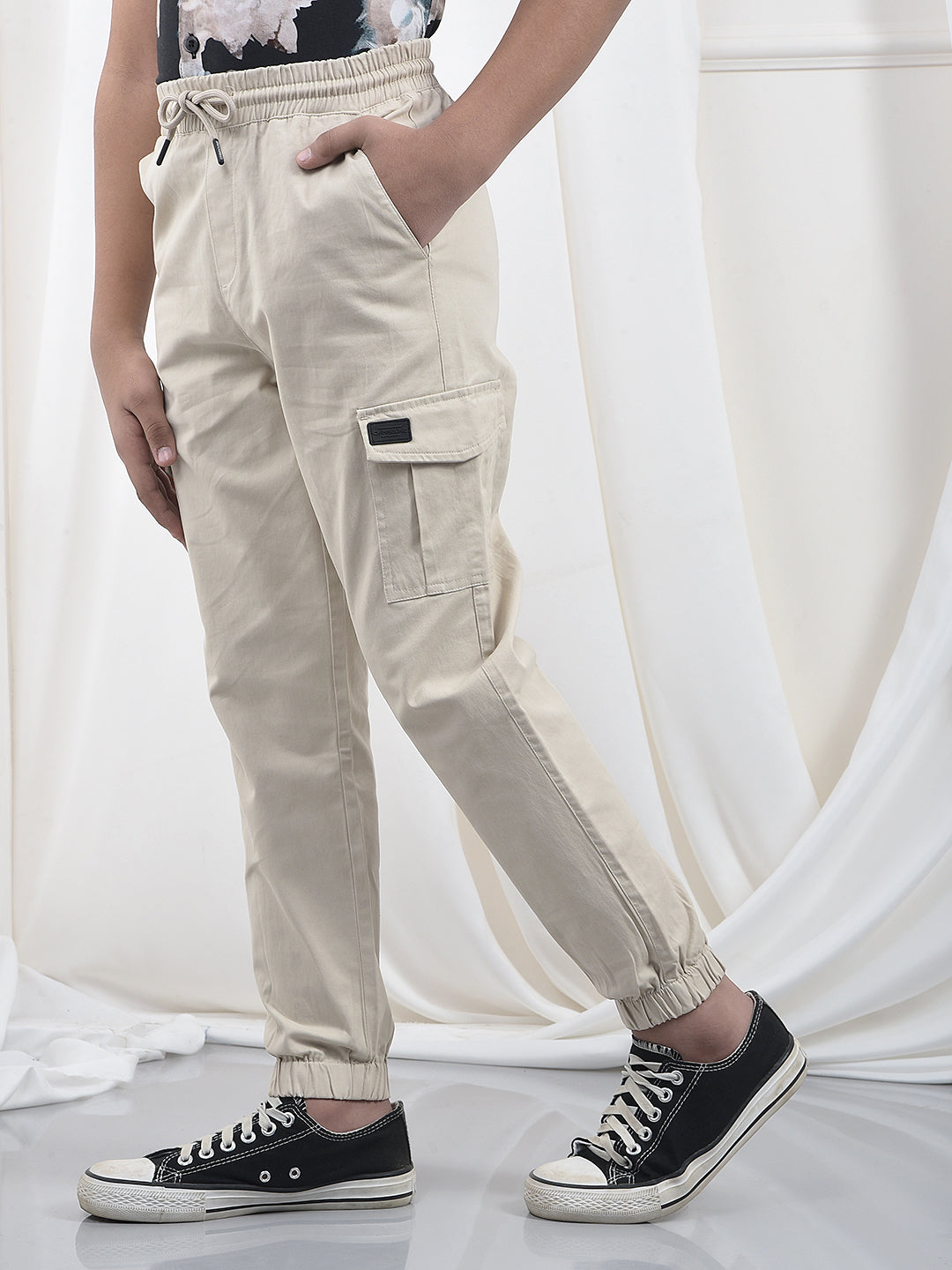 Modern Fit Beige Cargo Joggers