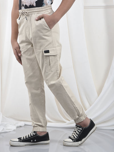 Modern Fit Beige Cargo Joggers