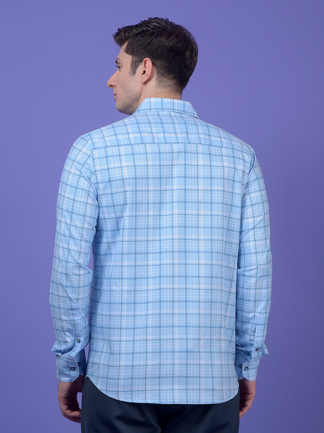 Blue Checked 100% Cotton Shirt