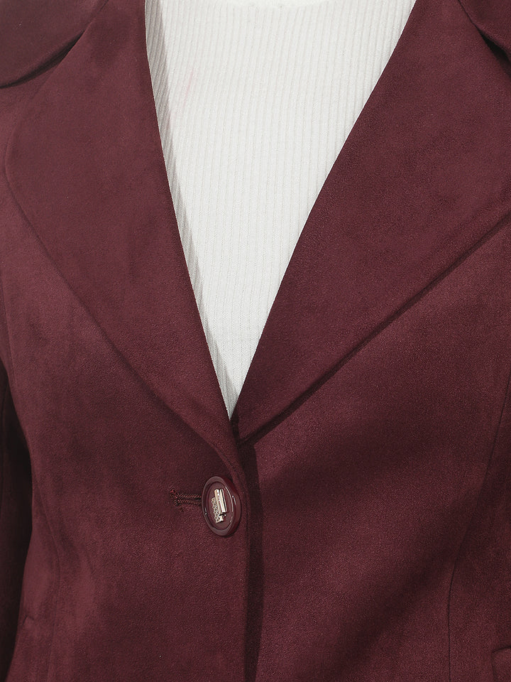 Wine Single Breasted Coat
