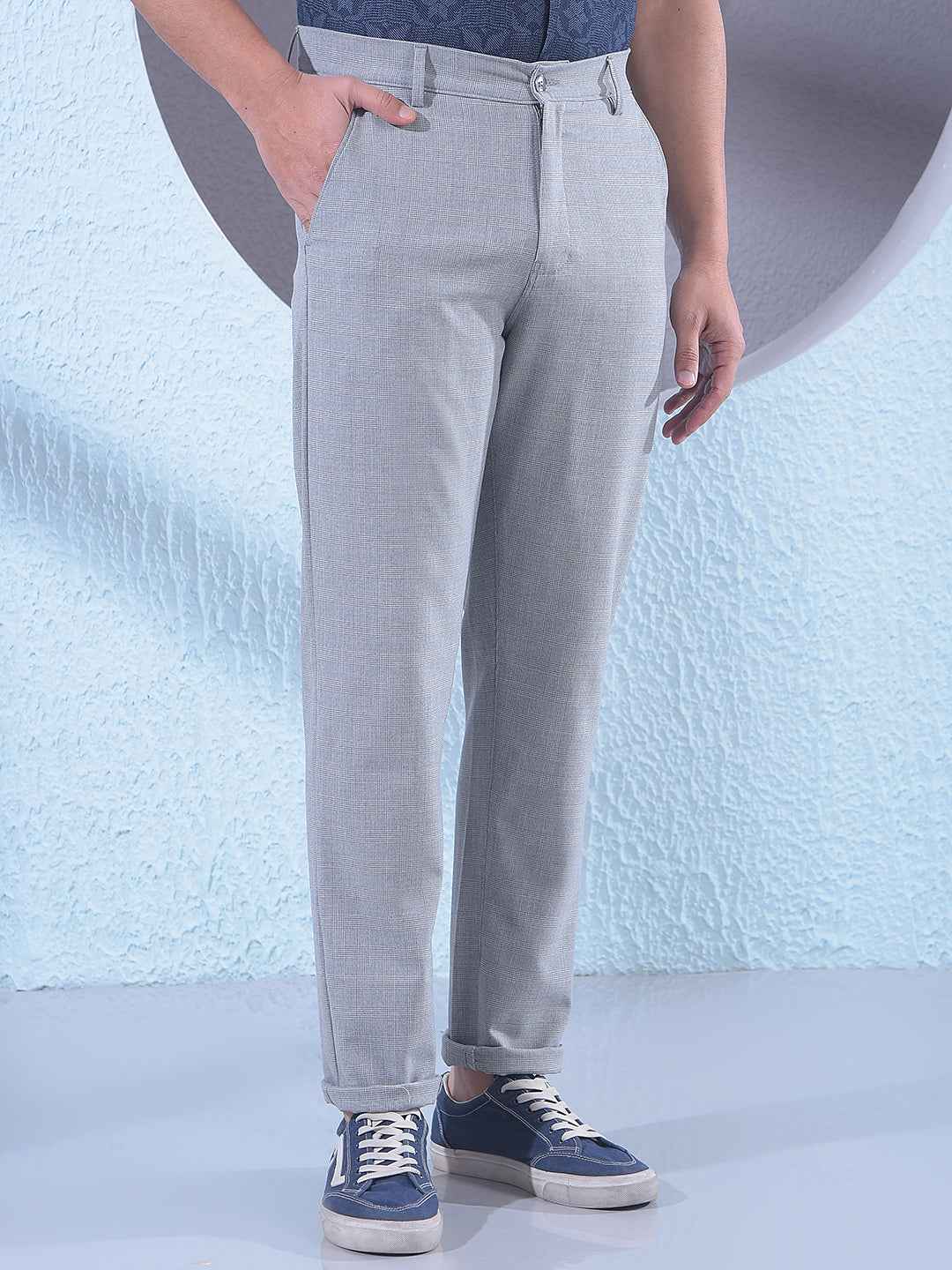Grey Checked Trousers