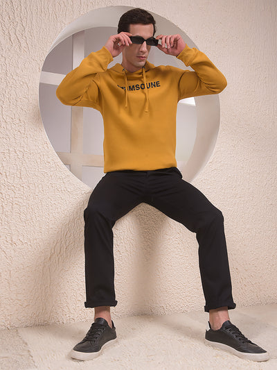 Mustard Embellished Hooded Neck Sweatshirt