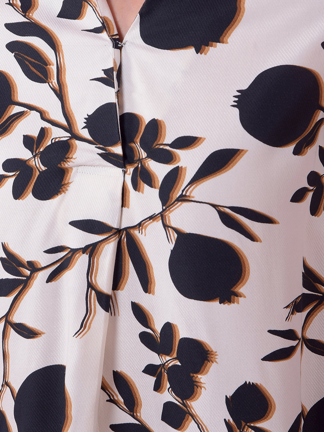 Black Floral Print V-Neck Top