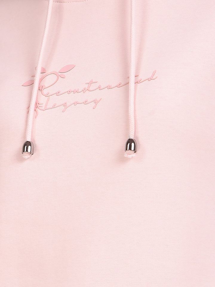 Pink Graphic Print Hooded Neck Sweatshirt