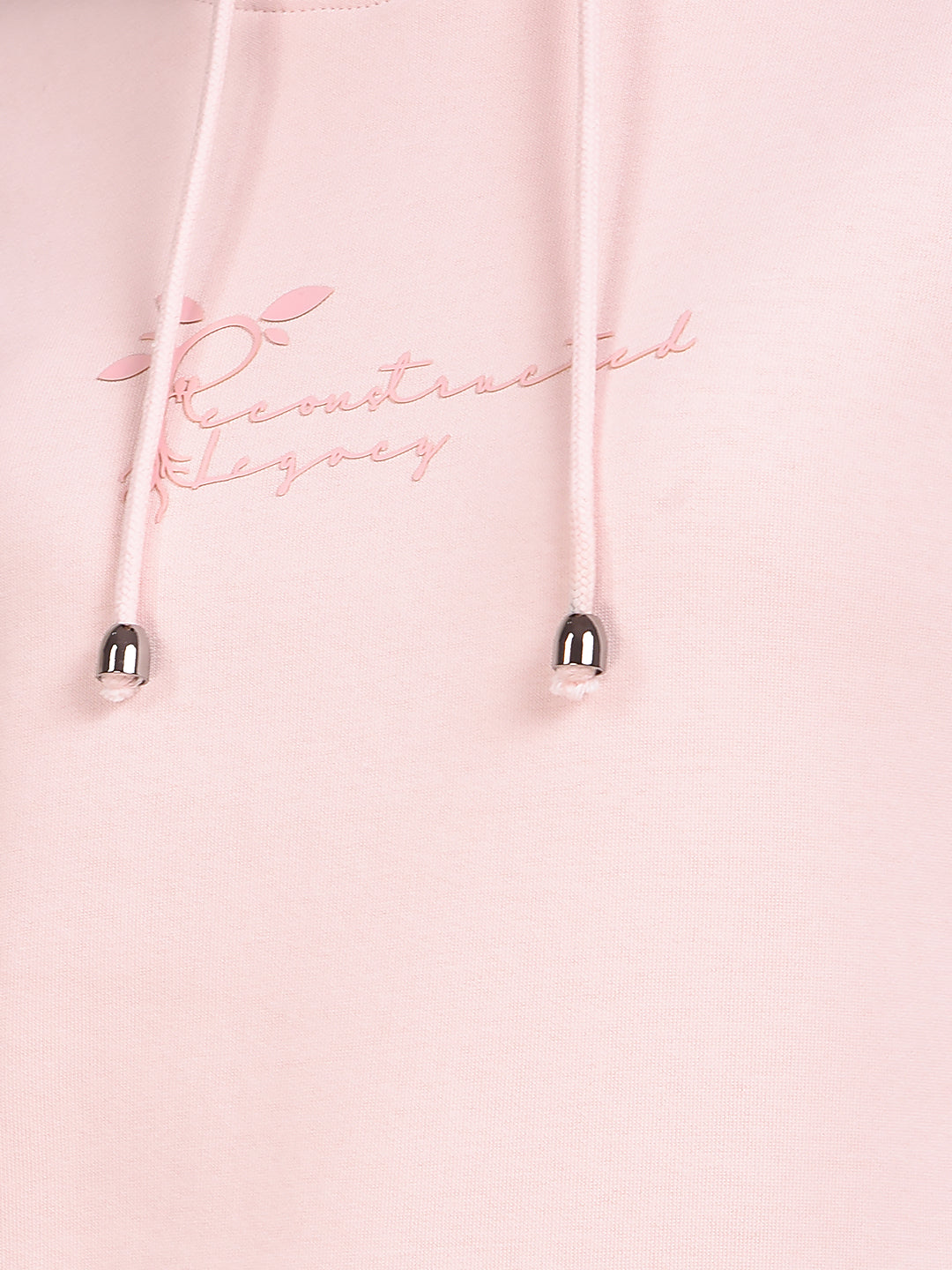 Pink Graphic Print Hooded Neck Sweatshirt