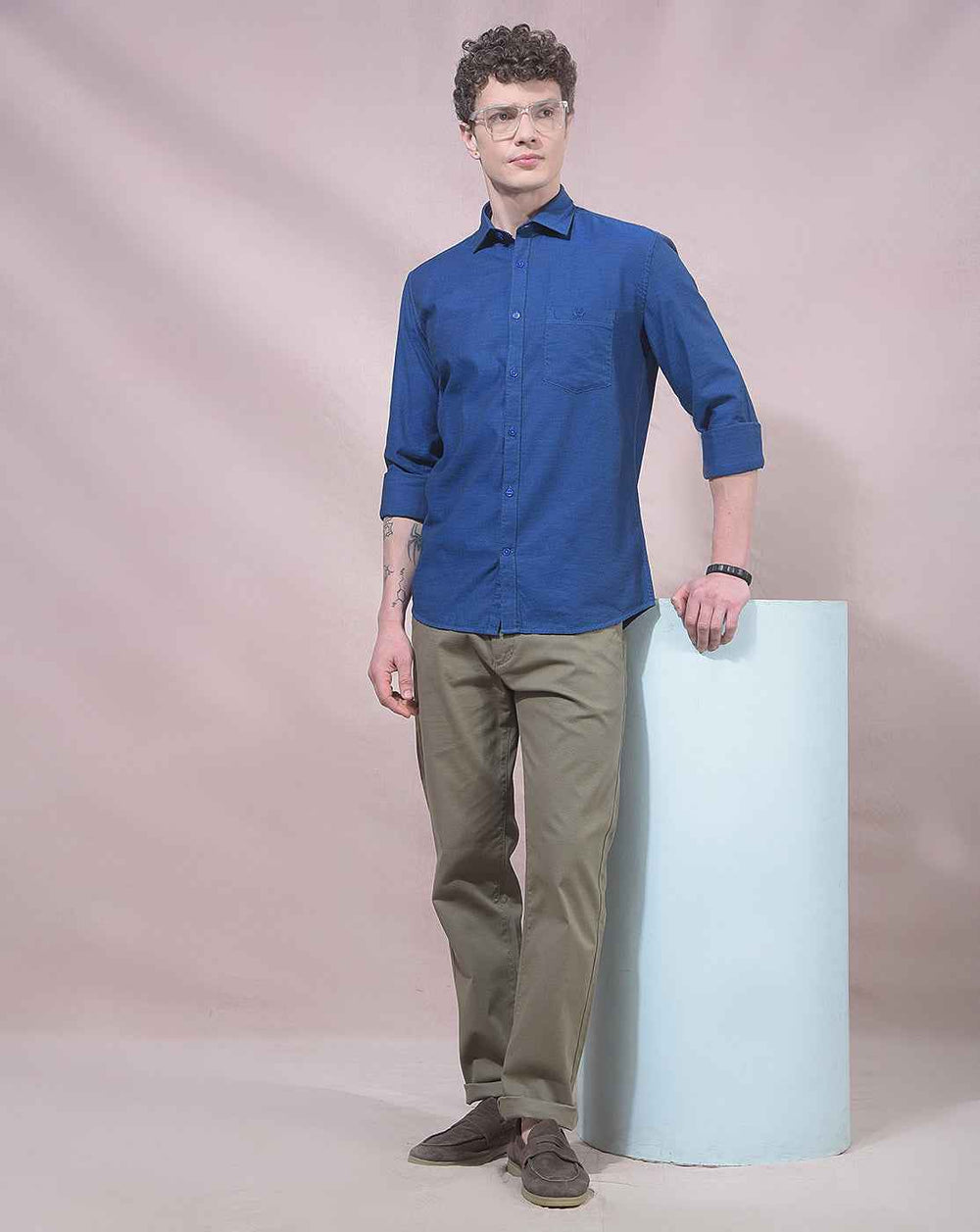 Blue 100% Cotton Casual Shirt