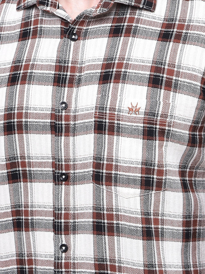Brown Checked 100% Cotton Shirt