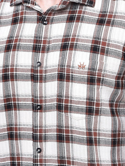 Brown Checked 100% Cotton Shirt