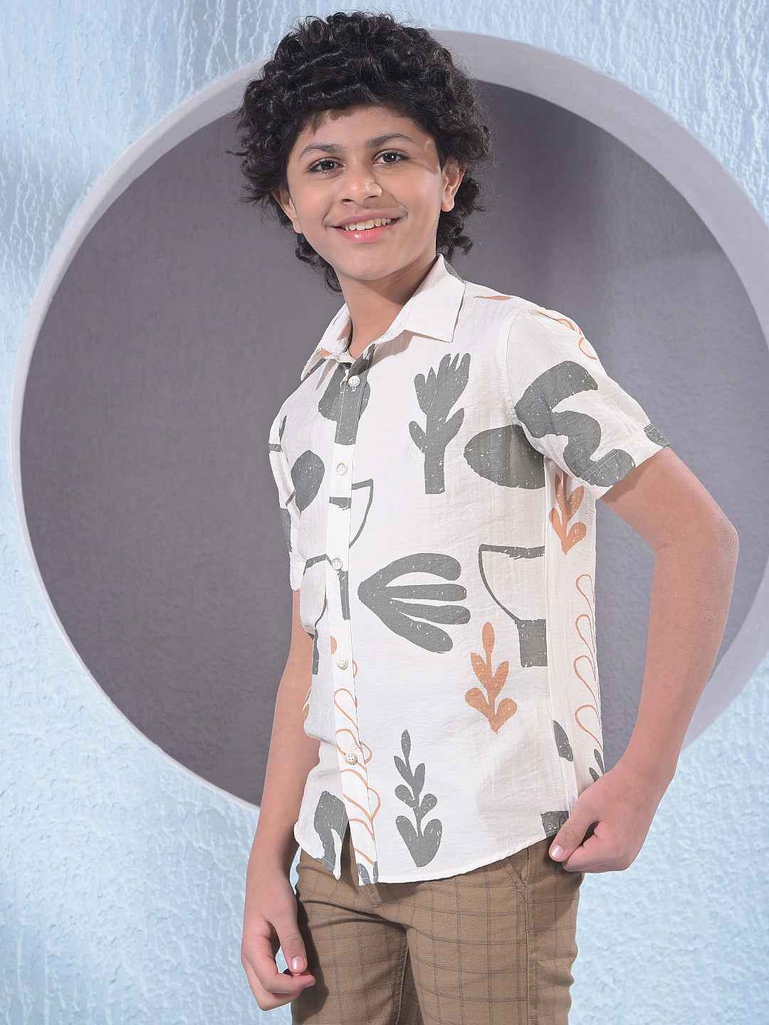 Green Abstract Print Shirt