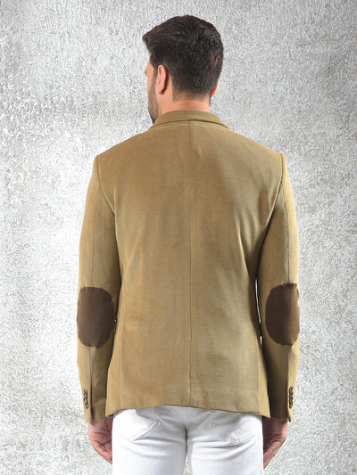 Beige Notched Lapel Single-Breasted Blazer