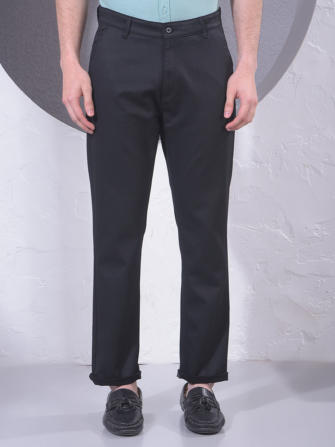 Urban Black Printed Trousers