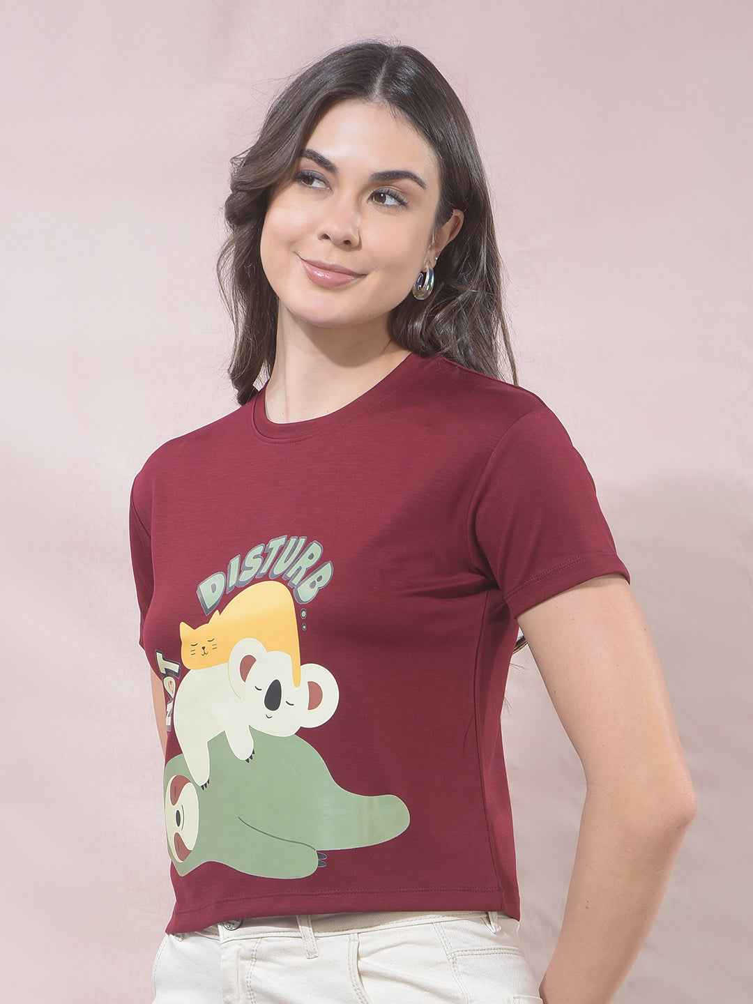 Maroon Graphic Print T-Shirt