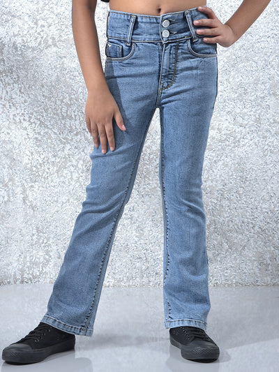 Blue Bootcut High Waist Jeans