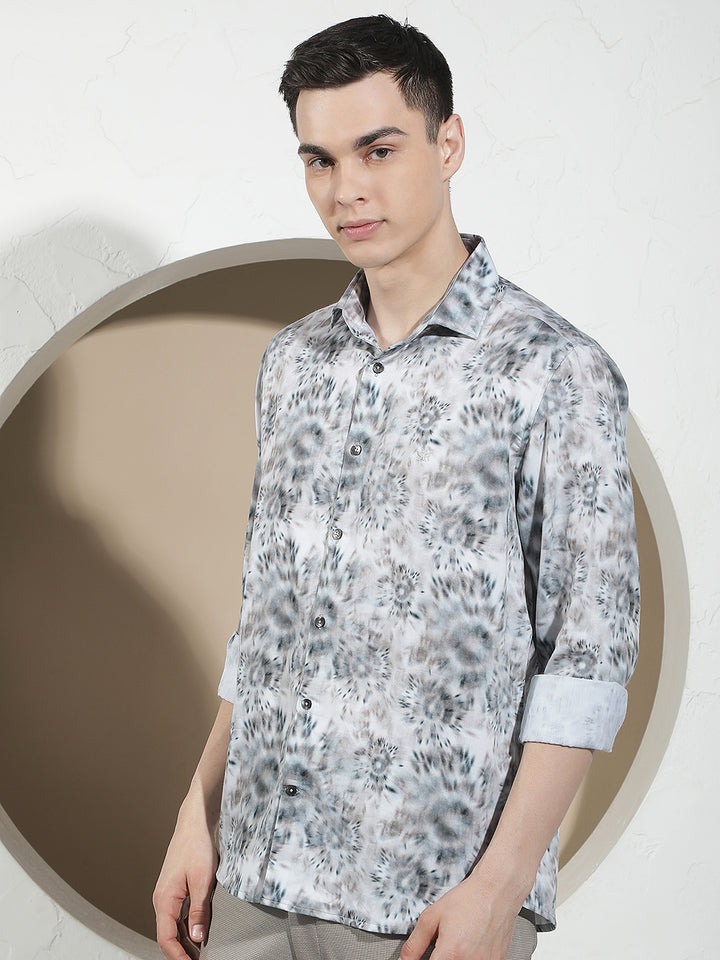 Sleek Slate Grey Printed Shirt