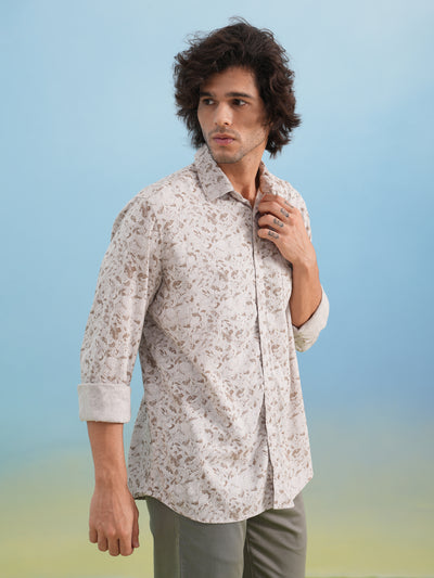Grey Floral Print Shirt