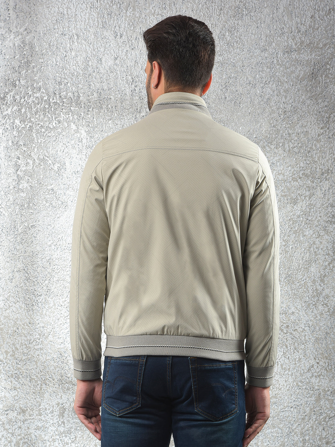 Beige Printed Puffer Jacket