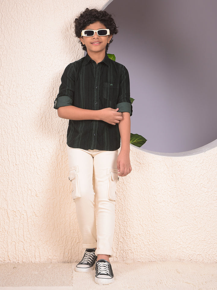 Green Printed 100% Cotton Corduory Shirt