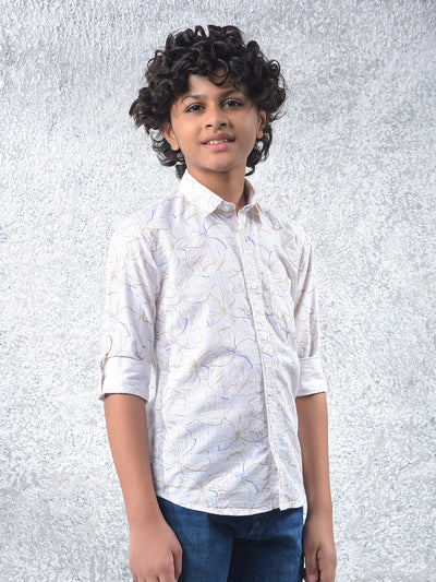 White Floral Print Shirt