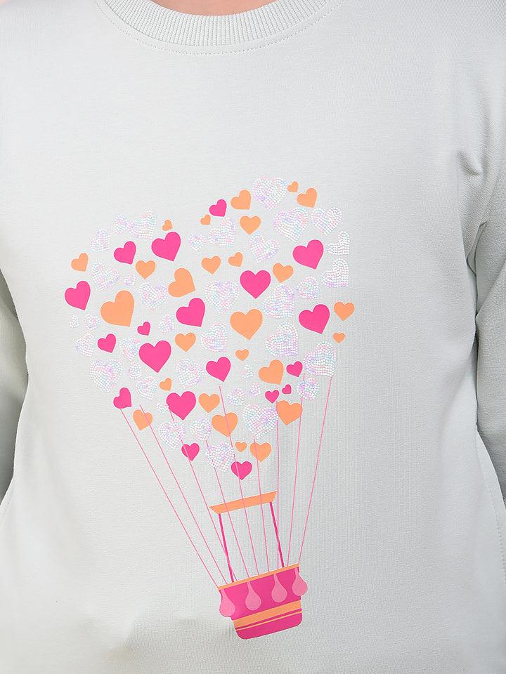 Green Embellished Sweatshirt