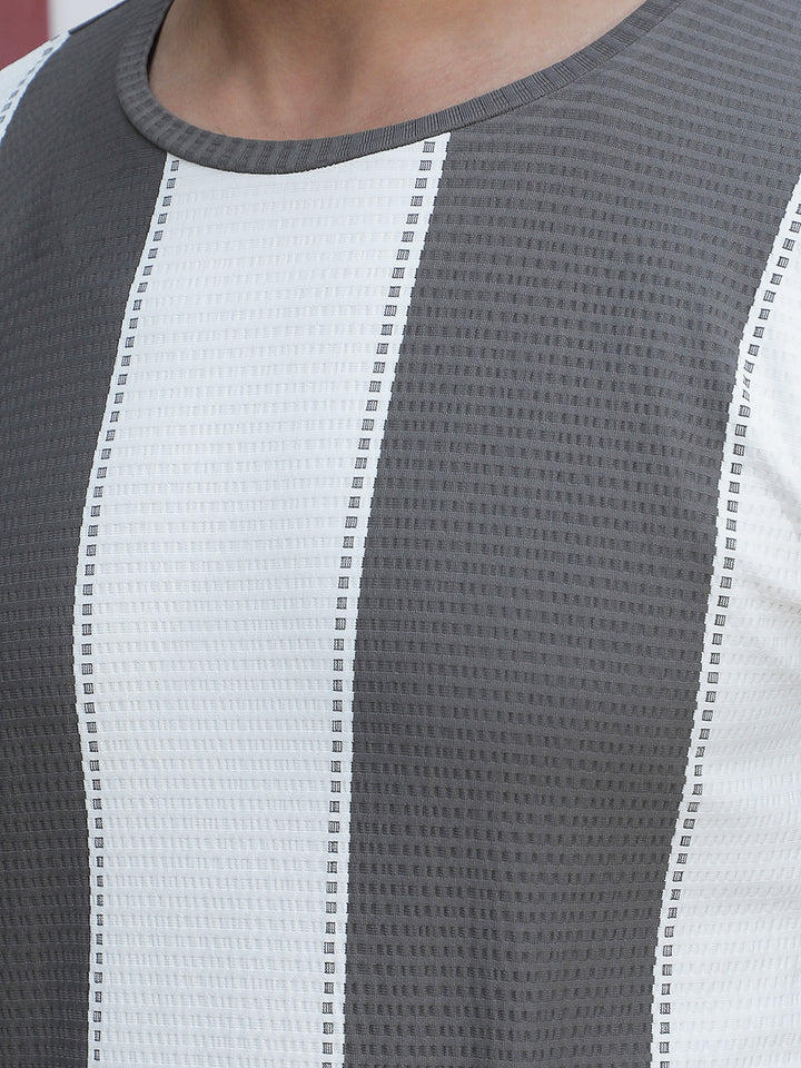 Grey Vertical Striped Sweatshirt
