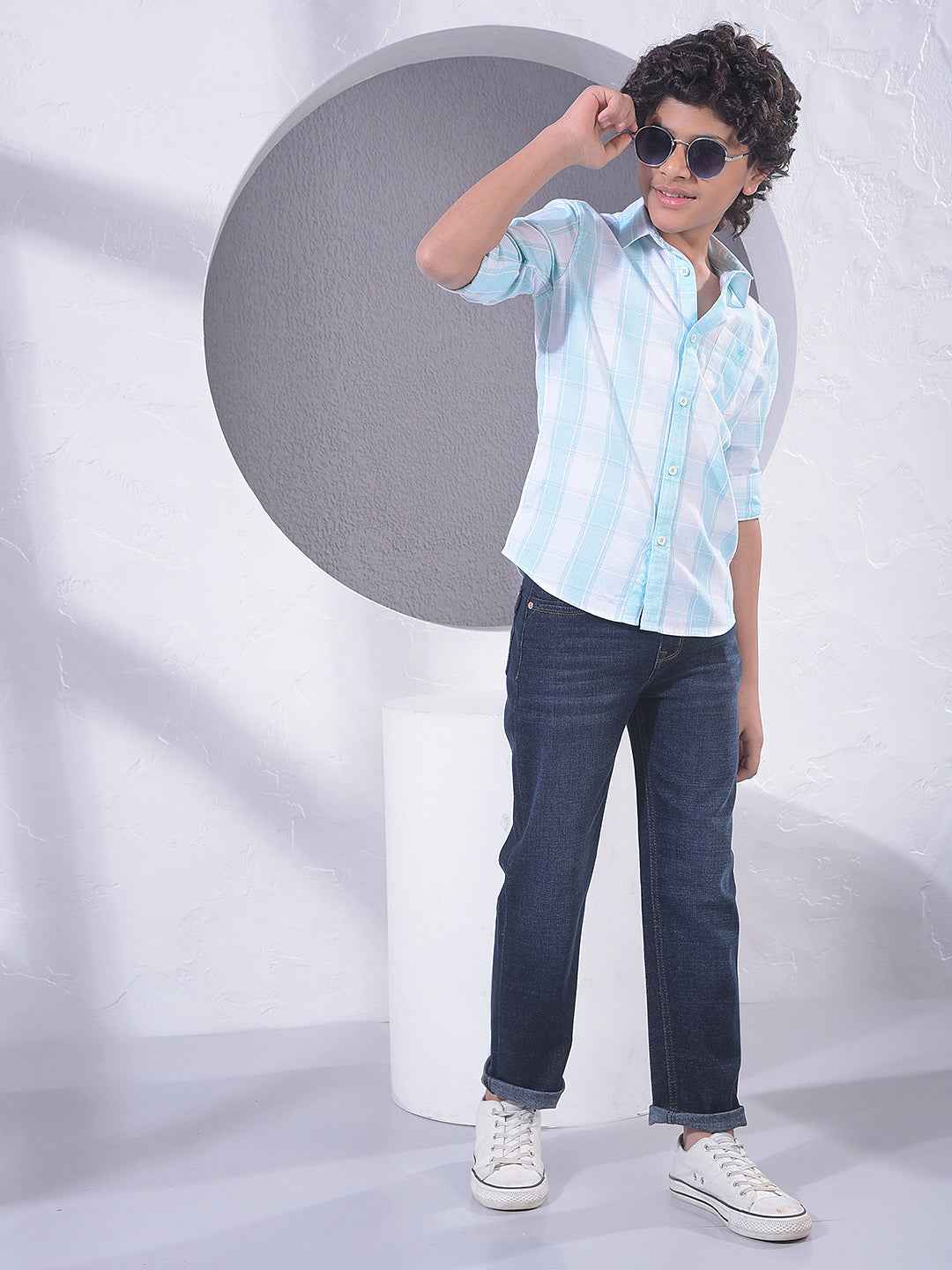 Blue Checked 100% Cotton Shirt