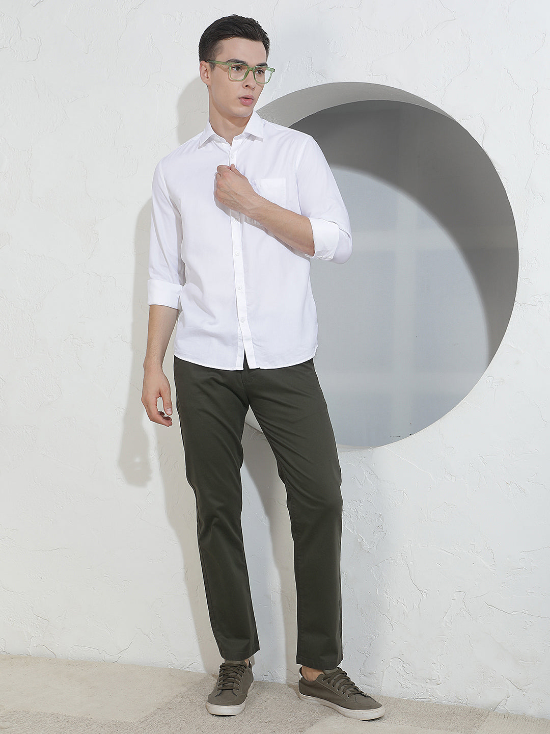Refined Deep Olive Straight Trousers