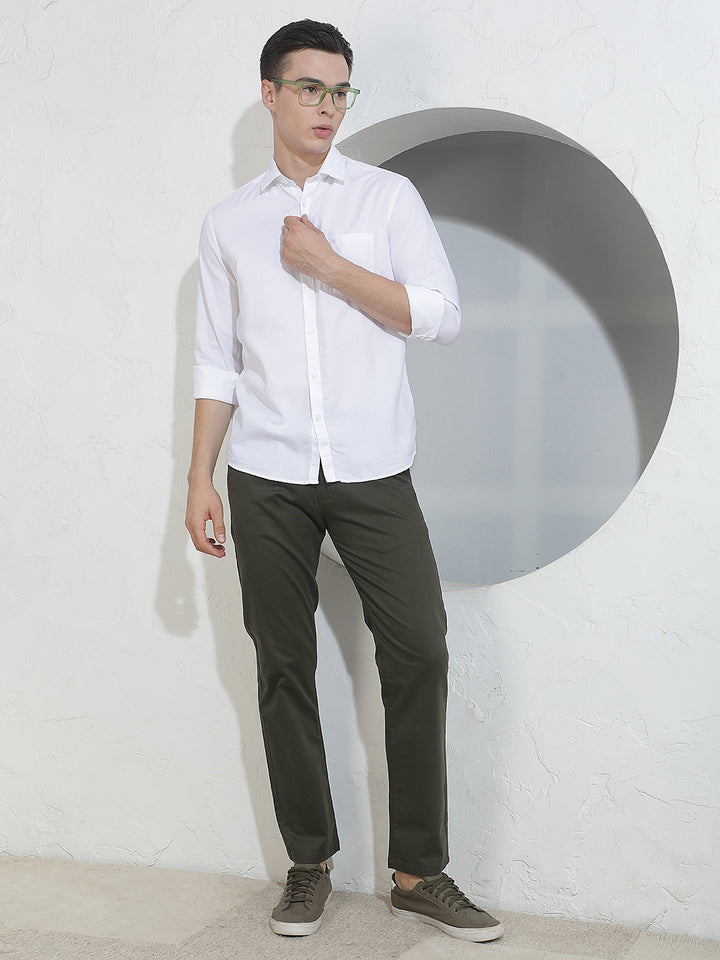 Refined Deep Olive Straight Trousers
