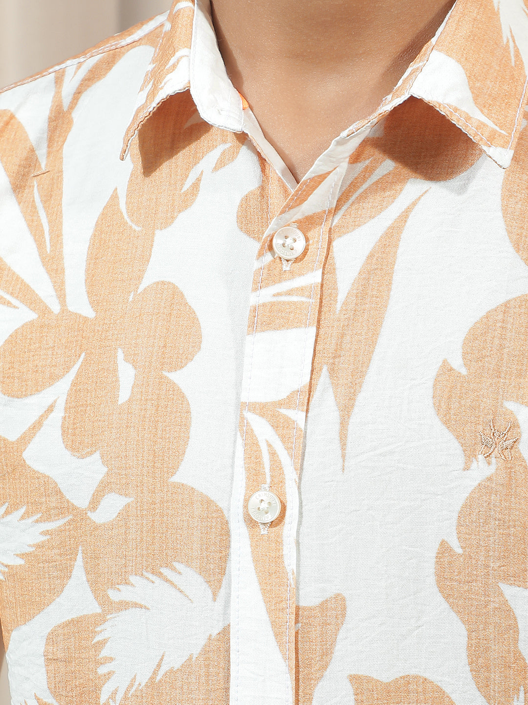 Orange Floral Print Shirt